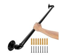 Rampe Escalier Murale-VEVOR-0,6 m-Acier Carbone Garde-Charge 200 kg-Tube 32 mm 4 Supports Muraux-Enfants-Âgées-Intérieur-Extérieur