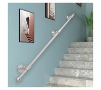 rampe escalier Poignées d'extérieur argentées | Kit de support for rampes d'escalier et mains courantes, montage mural extérieur, rampe d'escalier de 1,5 m et 2,5 m bois(50cm)