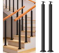 Rampe Escalier - Poteau De Balustres D'escalier, Main Courante Pour Escalier Métal, Broches De Garde-corps Carrées Noires Avec Support D'angle Plat Réglable À 270°