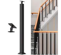 Rampe Escalier - Poteau De Balustres D'escalier, Main Courante Pour Escalier Métal, Broches De Garde-corps Carrées Noires Avec Support D'angle Plat Réglable À 270°