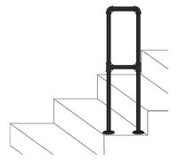 rampe escalier Rampe d'escalier en fer forgé for surface plane, barre de support de sécurité en forme de U avec barre transversale bois(85cm)