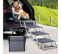 Rampe extra large pour chien, marche en aluminium avec tapis antidérapant, 4 marches légères, faciles à plier pour SUV, camions, lits hauts