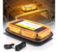 Rampe Gyrophare à 90 LED avec Câble de 3 Mètres, Orange LED Avertissement 12V-24V avec Aimant, étanche IP65, 16 Modes pour Véhicules de Construction Tracteur Remorque Chasse-Neige