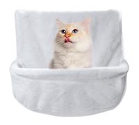Rampe lit pour chat - Fenêtre bloc pour chat - Étagère pour chat chaude et confortable - Tapis de sieste en peluche - Couleur naturelle - Bois - Hamac robuste pour rampes, portes d'armoire, dos de