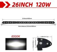 Rampe lumineuse, faisceau combiné, compatibilité polyvalente, 6 D 26 pouces 120W