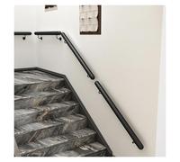Rampe murale ronde en acier sans danger pour intérieur et extérieur - Pour bois, béton, brique - Avec support - Noir - 50 cm
