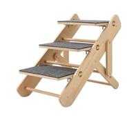 Rampe Pliable Stable, Style Simple, Escalier Pliable en Pin À Trois Niveaux avec Revêtement Antidérapant. Dimensions Approximatives 50 × 30 × 40 Cm. Convient Aux Chats Et Aux Petits Chiens.
