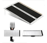 Rampe pliante portable en aluminium avec plaque de transition et autocollants d'avertissement réfléchissants, longueur de 0,9 m et capacité de charge de 300 kg pour l'accessibilité à la maison, aux