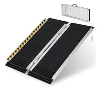 Rampe pliante portable en aluminium avec plaque de transition et autocollants réfléchissants pour les besoins d'accessibilité et de mobilité