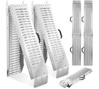 tectake® 2X Rampe d'accès 400 kg, Rampe de Chargement Pliable, en Acier galvanisé, Antidérapant, 200 kg pièce, 400 kg la Paire, Rampe Fauteuil Roulant Moto Quad Voiture Vélo éléctrique Tondeuse Chien