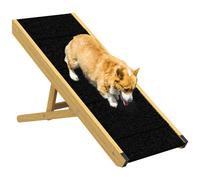 Rampe Pour Chien Et Chat - Escalier Pour Chien Pliable Réglable En Hauteur 24-47,5 Cm - Bois Polyester Noir
