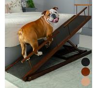 Rampe pour Chien Lit avec Barrières de Sécurité - Escalier pour Chien PRIORPET - Bois de Bouleau - pour Lit Haut jusqu'à 94.5 cm - Pliable - Poignée antidérapante -pour Les Chiens jusqu'à 23kg - Noix