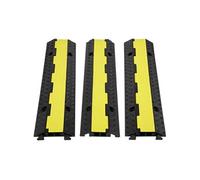 VEVOR Rampe de Protection Cable 3PCS 2 Canaux Passage de Cable au Sol Charge 5443 kg/Axe Caoutchouc PVC Passe Cable Ralentisseur Modulaire Rabattable Ruban Avertissement 15 m pour Intérieur Extérieur 