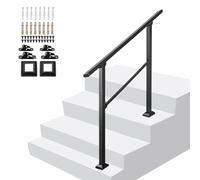 Rampes de transition en métal pour marches extérieures, adaptées aux escaliers de 1 à 3 marches, rampe de sécurité à double poteau à angle réglable avec kit d'installation(Height 95cm,60cm/24inch)