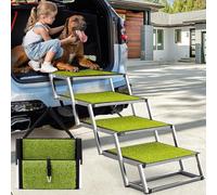 Rampes de voiture pour chiens de grande taille de 50,8 cm avec surface antidérapante, escaliers portables et pliables en aluminium pour voitures, VUS, lits hauts et camions, supporte jusqu'à 113,4 kg,