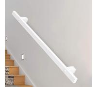 Rampes d'escalier 60cm 80cm 1m 1.5m 1.8m 2m 2.4m 3m Rampe d'escalier blanche pour intérieur et extérieur Supports de rampe de sécurité, kit de rampe d'escalier en tube métallique à montage mural(150cm