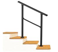 Rampes d'escalier à 3 marches pour intérieur ou extérieur, rampes de transition pour porche à montage au sol, tige de support de sécurité avec supports d'angle réglables(Height 95cm,120cm/47inch)