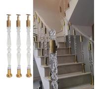 Rampes d'escalier, Balustres d'escalier d'intérieur modernes, poteaux de rampe ronds transparents, ensemble colonnes décoratives avec quincaillerie dorée(3 Pcs,80cm(31 1/2"))