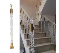Rampes d'escalier, Balustres d'escalier d'intérieur modernes, poteaux de rampe ronds transparents, ensemble colonnes décoratives avec quincaillerie dorée(1 Pack,90cm(35 3/8"))