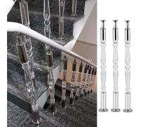 Rampes d'escalier, Balustres d'escalier en acrylique transparents avec quincaillerie acier inoxydable(3 Pcs,80cm(31 1/2"))