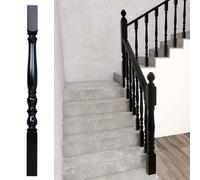 Rampes d'escalier, Colonne de rampe d'escalier carrée 6 cm d'épaisseur, système garde-corps clôture, balustres en bois avec kit complet(3 Packs)