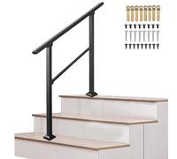 Rampes d'escalier en acier galvanisé à 3 marches pour l'intérieur et l'extérieur, rampes d'escalier réglables pour porche, jardin, entrée de maison, balcon - Kit complet(Height 95cm,150cm/59inch)