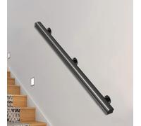 Rampes d'escalier en bois, rampes antidérapantes intérieures, décoration d'escalier de grenier, tiges de support de couloir, main courante murale avec kit d'installation(Black,540cm)