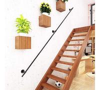 Rampes d'escalier en fer forgé noir 30-600cm, vent rétro industriel vieux enfants 'avec rampe de sécurité pour couloir, main courante pour conduite d'eau intérieure et extérieure, avec accessoires de montage