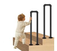 Rampes D'escalier En U - Rampe Antidérapante Pour Conduites D'eau, Rampes De Terrasse En Métal, Garde-corps Pour Enfants Âgés Pour Marches Extérieures, Pour Couloir De Loft(Black,35cm)