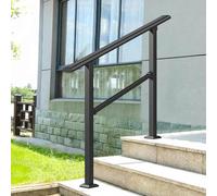 Rampes d'escalier extérieures de 1 à 3 marches, rampe d'escalier noire de transition pour porche en béton, rampes de jardin réglables avec kit d'installation(C,80cm/32inch)