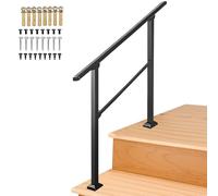 Rampes d'escalier extérieures en acier galvanisé noir, rampes de porche réglables au sol, rampes de transition pour 2 ou 3 marches, kit de rampe d'escalier de sécurité(Height 85cm,150cm/59inch)