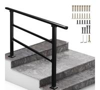 Rampes d'escalier extérieures, rampe d'escalier en acier galvanisé avec kit d'installation, barre d'appui de porche de jardin sur pied, garde-corps de transition réglable(A,60cm/24inch)