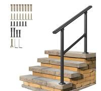 Rampes d'escalier extérieures rampe d'escalier réglable au sol rampe de transition pour jardin, garde-corps de sécurité antidérapant de 2 à 4 marches pour l'entrée des lofts(C,150cm/59inch)