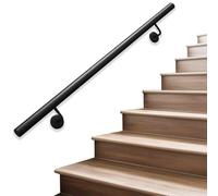 Rampes d'escalier modernes pour escaliers intérieurs, barre d'appui industrielle en fer, tige de support mural, kit de supports de rampe d'escalier, balustrade en fer forgé noir mat(240cm)