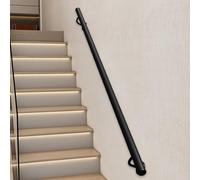 Rampes d'escalier noires - Mains courantes d'escalier en métal Kit de barre d'appui de sécurité pour marches intérieures et extérieures - Rampe murale pour maison hôtel couloir loft villa(200cm)
