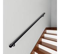 Rampes d'escalier pour murs Mains courantes industrielles pour marches intérieures et extérieures Kit de barre d'appui Rampe d'escalier de sécurité à tuyau rond en fer forgé(60cm)