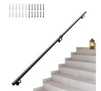 Rampes d'escalier, rampe de sécurité antidérapante en fer métallique noir, main courante ronde moderne pour support mural intérieur et extérieur, kit de barre d'appui(480cm)