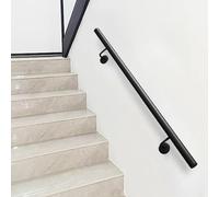 Rampes d'escalier, rampe d'escalier en fer forgé rond facile à installer, rampe antidérapante moderne pour maison, jardin, couloir, loft, jardin d'enfants, noir(200cm)