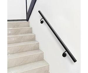 Rampes d'escalier, rampe d'escalier en fer forgé rond facile à installer, rampe antidérapante moderne pour maison, jardin, couloir, loft, jardin d'enfants, noir(510cm)