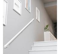 Rampes d'escalier rampe en fer forgé blanc pour rampe de marches intérieure extérieure barre d'appui de sécurité pour couloir de tuyau rond à montage mural pour la décoration(240cm)