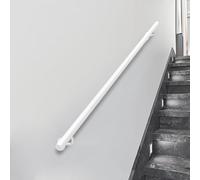 Rampes d'escalier, rampe en métal blanc de 30 à 600 cm pour rampe de support de sécurité intérieure, barre d'appui antidérapante extérieure fixée au mur - Tuyau rond(390cm)