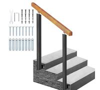 Rampes d'extérieur en Bois for marches, kit de Rampe d'escalier à Montage latéral avec poteaux en Fer forgé(Height 90cm,Length 100cm)