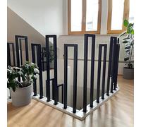 Rampes for marches extérieures, rampes d'escalier en forme de U/M, rampe en fer forgé for escaliers, rampe d'escalier moderne en métal for villas, balcon, couloirs, jardin ( Color : Black U , Size : 9