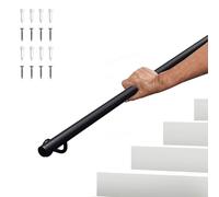 Rampes murales pour escaliers | Rampe d'escalier Ronde antidérapante avec Tige de Support et Supports | Kit de rampes d'escalier industrielles en Fer galvanisé(600cm)