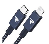 RAMPOW Câble USB C vers Lightning 2M MFi Certifié, Câble Lightning USB C Power Delivery Nylon Tressé pour iPhone 14/13/12/11/11 Pro/XS/XR/X/8, iPad Mini 5, iPad Air 2019 - Bleu Marine