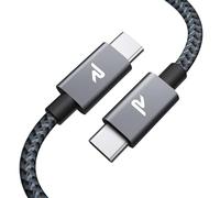 RAMPOW Cable USB C vers USB C [2M, 100W, PD3.0] - Nylon Tressé - Compatible iPhone 17/16/15 Pro Max, MacBook, iPad Pro, Samsung Galaxy S23/S22, Google Pixel, Nintendo Switch