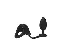 Ramrod Cockstrap With Anal Plug Black 10 cm