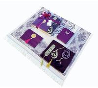 RAMSE Tapis de prière musulman 7 en 1 - Livre de sourate - Tasbeeh, écharpe, étui de sourate, marque-page, crochet de miroir de voiture, perles de prière, cadeau islamique pour Umra, Hajj, mariage,