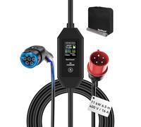 RamTouch Chargeur Voiture Électrique (11 KW, Triphasé, 6,5 m, Fiche CEE P17 16A 5P), Cable VE Type 2 avec Courant Réglable 6-16A, Charge Différée et Programmée, Borne Recharge Mobile pour EV et PHEV