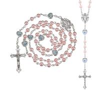 RAMTRIO Chapelet catholique, chapelet pour communion avec croix rétro, croix chrétienne, chapelet chrétien, bracelet pour baptême, communion, mariage, communion